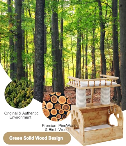 Modern Solid Wooden Cat Tree Tower (Cat Tree 25 in)