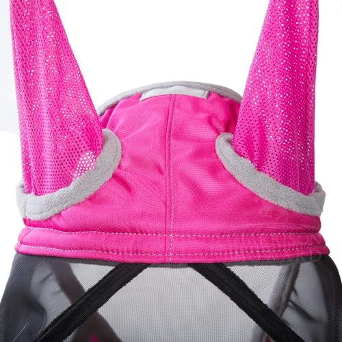 CareMaster Pro Luminous Horse Fly Mask Large Eye Space Standard with Ears UV Protection for Horse Flamingo XL Extra Full (Flamingo / X-Large (Warmblood))