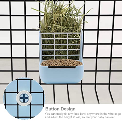 Rabbit Hay Feeder 2 in 1 Automatic Guinea Pig Food Bowl (Blue)