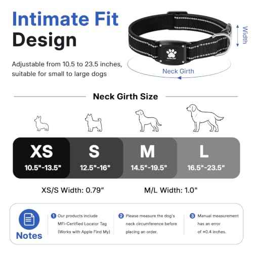 GPS Dog Collar with Tracker (Black / L(16.5''-23.5''))