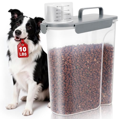 10 lbs Cat Dog Food Storage Container (Light Gray / 12 Qt)