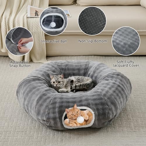 Bubble Round Cat Tunnel for Indoor Cats (Grey / Round)