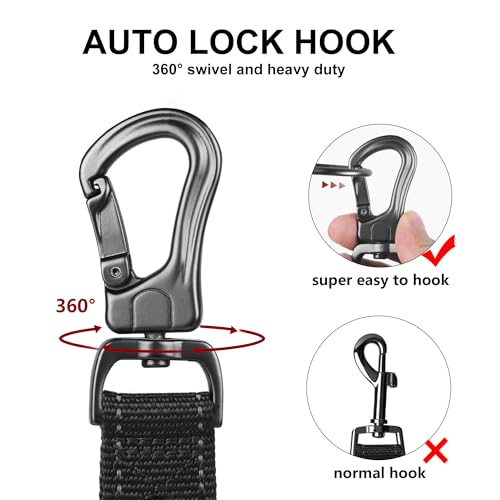 6FT 1IN Heavy Duty Dog Leash for Large Dogs with 2 Padded Handles (Black / 1 in x 6 ft)