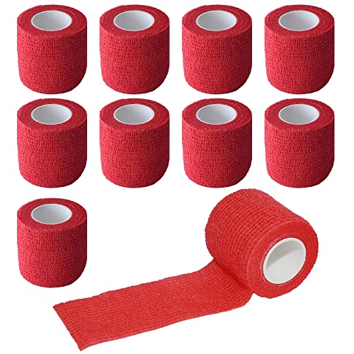 2 Inches Self Adhesive Bandage Wrap Cohesive Wrap (2 Inch / Red)