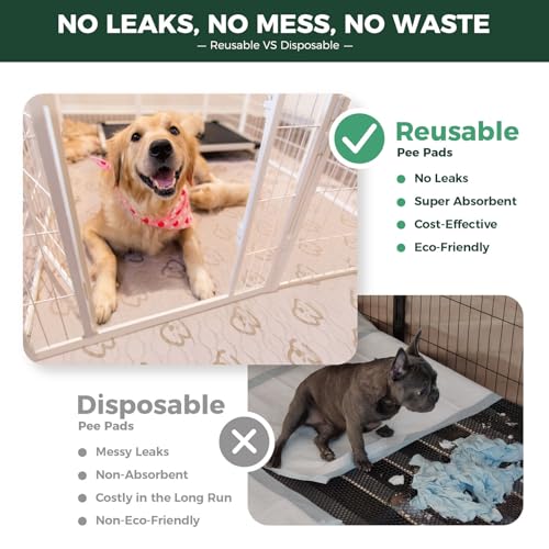 Washable Pee Pads for Dogs (Khaki / 43" x 71" (2 Packs))