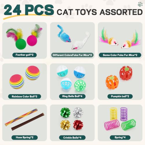 24 Pcs Cat Toys Set for Indoor Cats