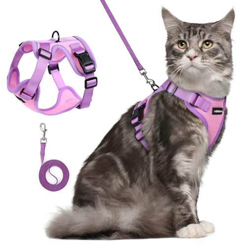 Cat Harness and Leash Set (Pink & Purple / M)