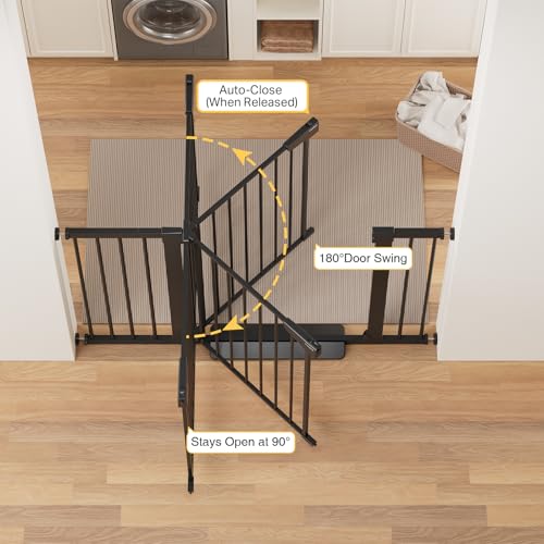 36" Extra Tall Baby Gate for Stairs (Black / 30-48"W x 36"H)