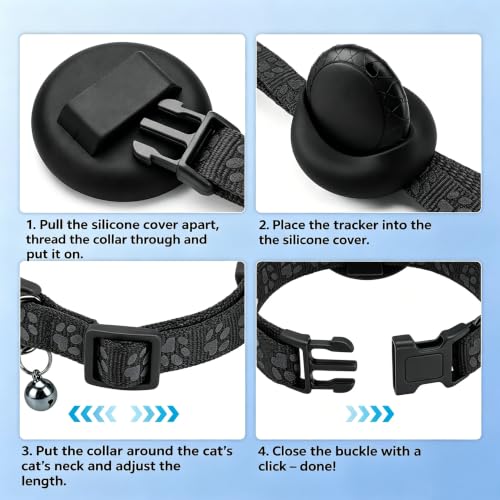 GPS Tracker for Dogs and Cats (Black-Collar)