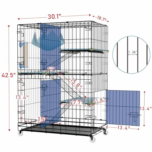 4 Tier Cat Cage Indoor (30.1"L x 18.7"W x 42.5"H)