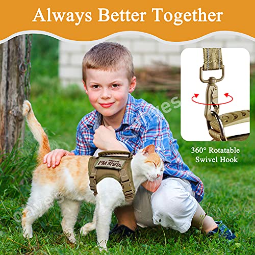 Tactical Cat Harness for Walking Escape Proof (Large / Khaki)