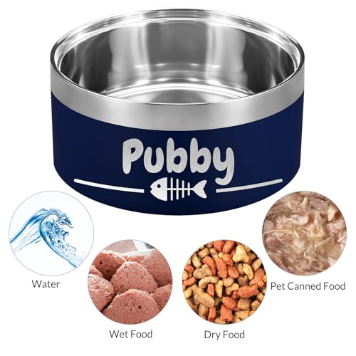 Custom Dog Bowl Personalized Dog Bowls with Name Stainless Steel Non (Pink / 32 oz (2.8x6.4in))