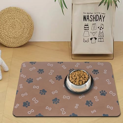 Pet Cat Dog Food Mat Non Slip Mat for Dog Water Bowl Mat Quick Dry Absorbent Cat Feeding Mat