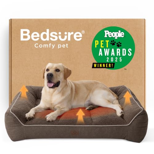 SupportMax® Self Warming Orthopedic Dog Beds Large Sized Dog XL Pro (Self Warming Brown / 45"l X 32"w X 9.5"th)