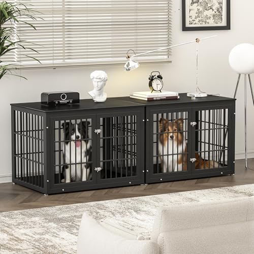 42" Heavy Duty Dog Crate Furniture for Large and Medium Dogs (Black / 42.1"L x 29.9"W x 30.4"H)