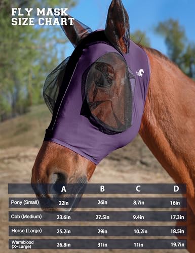 Horse Fly Mask with Ears (Deep Purple / Large)