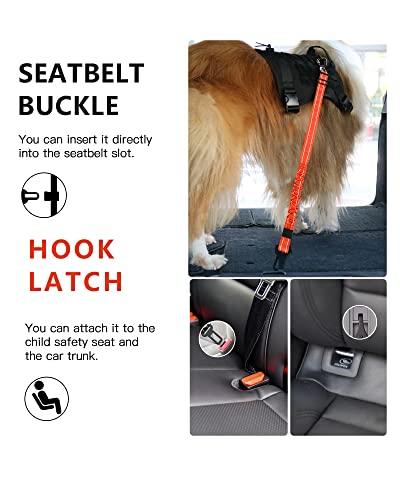 Dog Seat Belt for Car (Set Black+Orange)