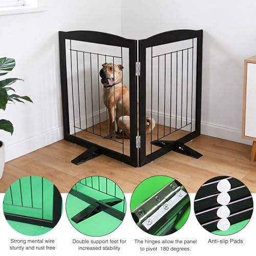 Freestanding Dog Fence Indoor (Black / 【2 Panels】40''w x 24''h)