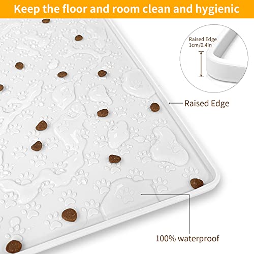 Pet Placemat for Dog and Cat (24.5"L x 16.5"W / White)
