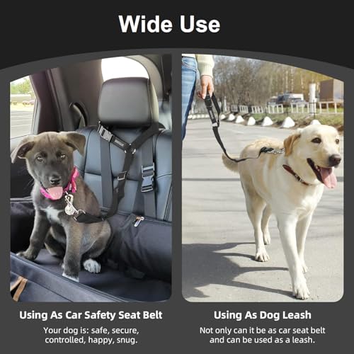 3 Pack Dog Seat Belt for Car (Black & Pink & Blue)