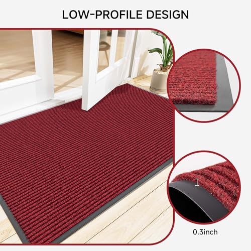 Front Door Mat (4' x 6' (Rectangular) / Red Striped)