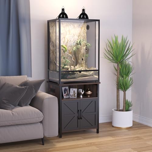 Terrarium Stand Reptile Tank Stand for 24" Wx18 D Reptile Terrarium (Black / 24" x 18")