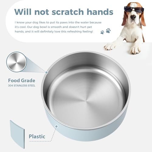Dog Bowl Stainless Steel Food and Water Bowl (40 oz / Light Grey)