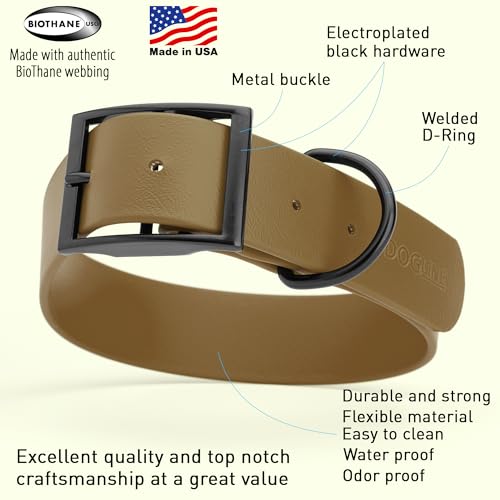 Biothane Waterproof Dog Collar Strong Coated Nylon Webbing with Black Hardware Odor