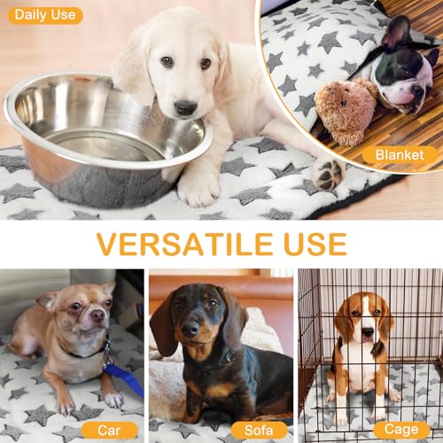 4 Pcs Dog Crate Pads Soft Warm (Rectangular 18 x 24 x 1.6 Inch / Star / White)