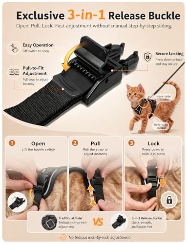 Cat Harness and Leash Set (H600 Pro Black / Medium (13-18lb))