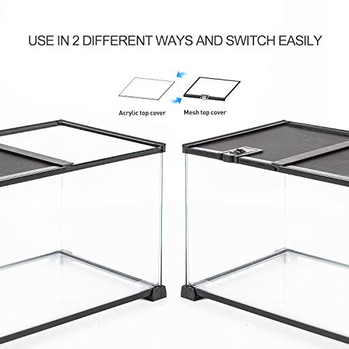 20 Gallon Reptile Glass Terrarium Easy Clean Tank 30" x 12" x 12" Dual Top Sliding Top Cover for Reptile Snake Hamster Hedgehog Small Animals
