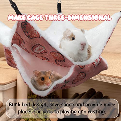 Guinea Pig Rat Ferret Hammock and Warm Bed Small Pet Hideout Tunnel Cave Hanging Bunkbed Hammock Cage Toy for Hamster Sugar Glider Squirrel (4.Hammock X 2PCS)