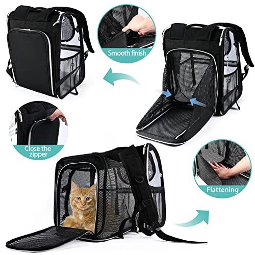 Expandable Pet Carrier Backpack (Transparent Black / 12.0"L x 10.0"W x 15.0"H)
