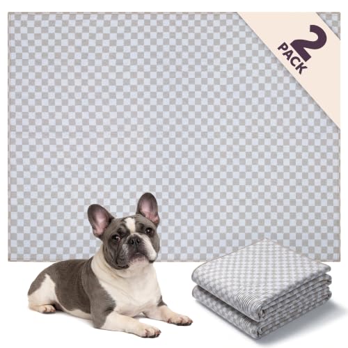 Lovewag Reusable Washable Dog Pee Pads (Taupe Checkers / 36x48 inches (Pack of 2))
