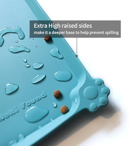 Silicone Pet Food Mats Tray (19"L x 12"W / Glacier)
