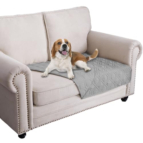 Waterproof Blanket Reversible Dog Bed Cover Pet Blanket for Furniture Bed Couch Sofa (30x53 Inch (Pack of 1) / Lightgrey)