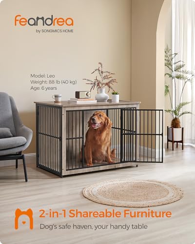 43.3" Dog Crate Furniture (Greige / 43.3"L x 29.9"W x 32.3"H)