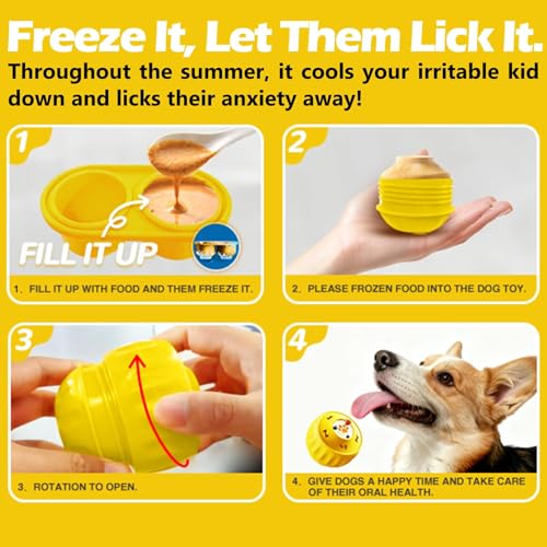 Frozen Treat Dispensing Dog Toy to Keep Them Busy (Yellow)