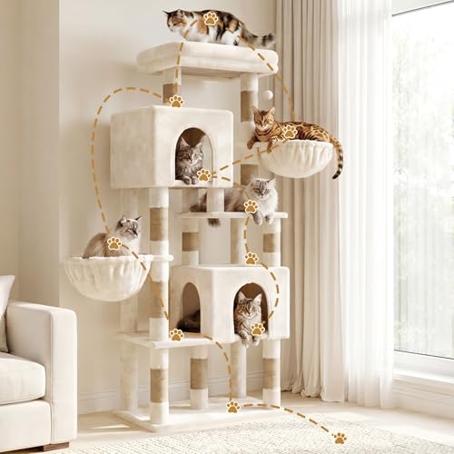 68.1" Cat Tree with Oversized Top Platform & Wide Base HCT059MJ (Beige / 68.1 inch)