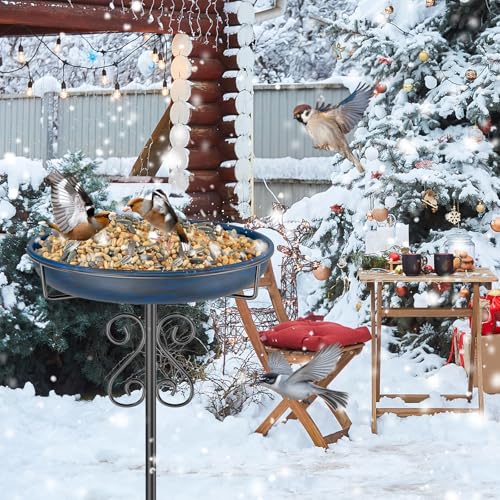 Metal Bird Bath for Outside (Vintage Blue)