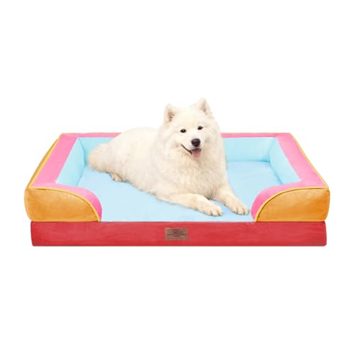 Orthopedic Dog Beds for Large Sized Dog with Bolster (36.0"L x 27.0"W x 8.0"Th / Miami)