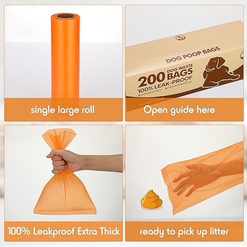 20 Rolls 4000 Ct Dog Poop Bags Leak Proof (1 Count (Pack of 20) / Orange)