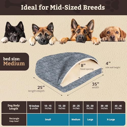 Rectangle Cozy Cave Dog Bed (Palmer Indigo / Medium)