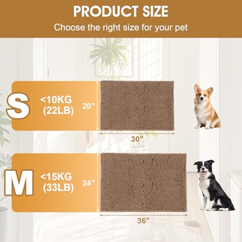 2 Pieces Set Muddy Door Mats for Dogs (Camel / 30" x 20"(2 pieces))