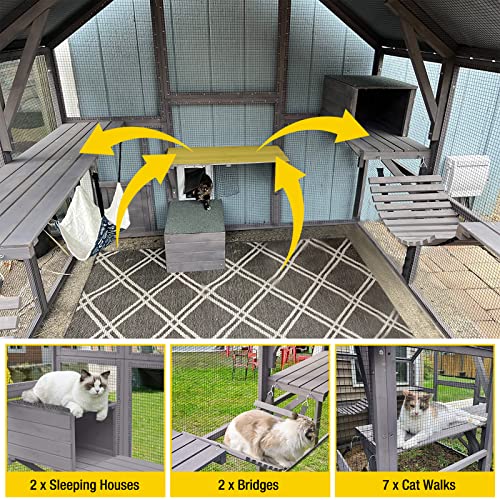 Extra Large Catio Outdoor Cat Enclosure Window Design for 10