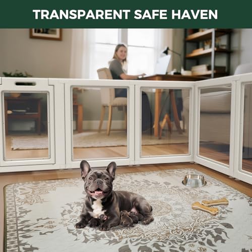 AuraSpace Acrylic Dog Playpen with Whelping Door (White / 30"H)
