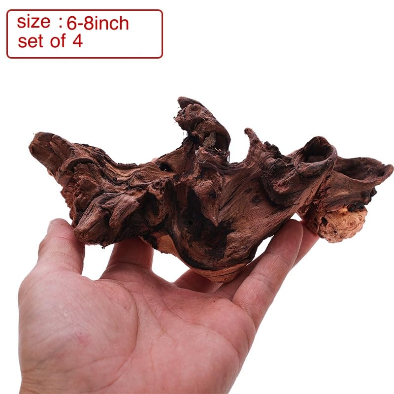 Small Natural Driftwood for Aquarium Styling Carefully Selected Natural Aquarium Decor Driftwood for Reptile Tank Reptile Tank Wood Decor (Driftwood 6-7inch 4pcs)