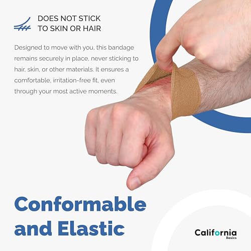 Self Adhesive Bandage Wrap (3 Inch x 5 yard- Pack of 12 / Brown)