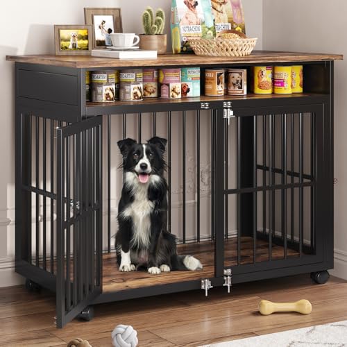 39.4" Dog Crate Furniture for Medium and Large Breed (Brown / 39.4"L x 23.6"W x 31.5"H)