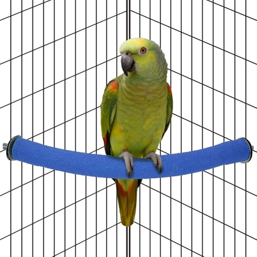 90 Degree Parrot Perch for Cage Corner (Large / Blue-corner-90)